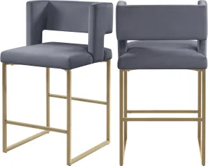 Caleb Grey Velvet Counter Stool