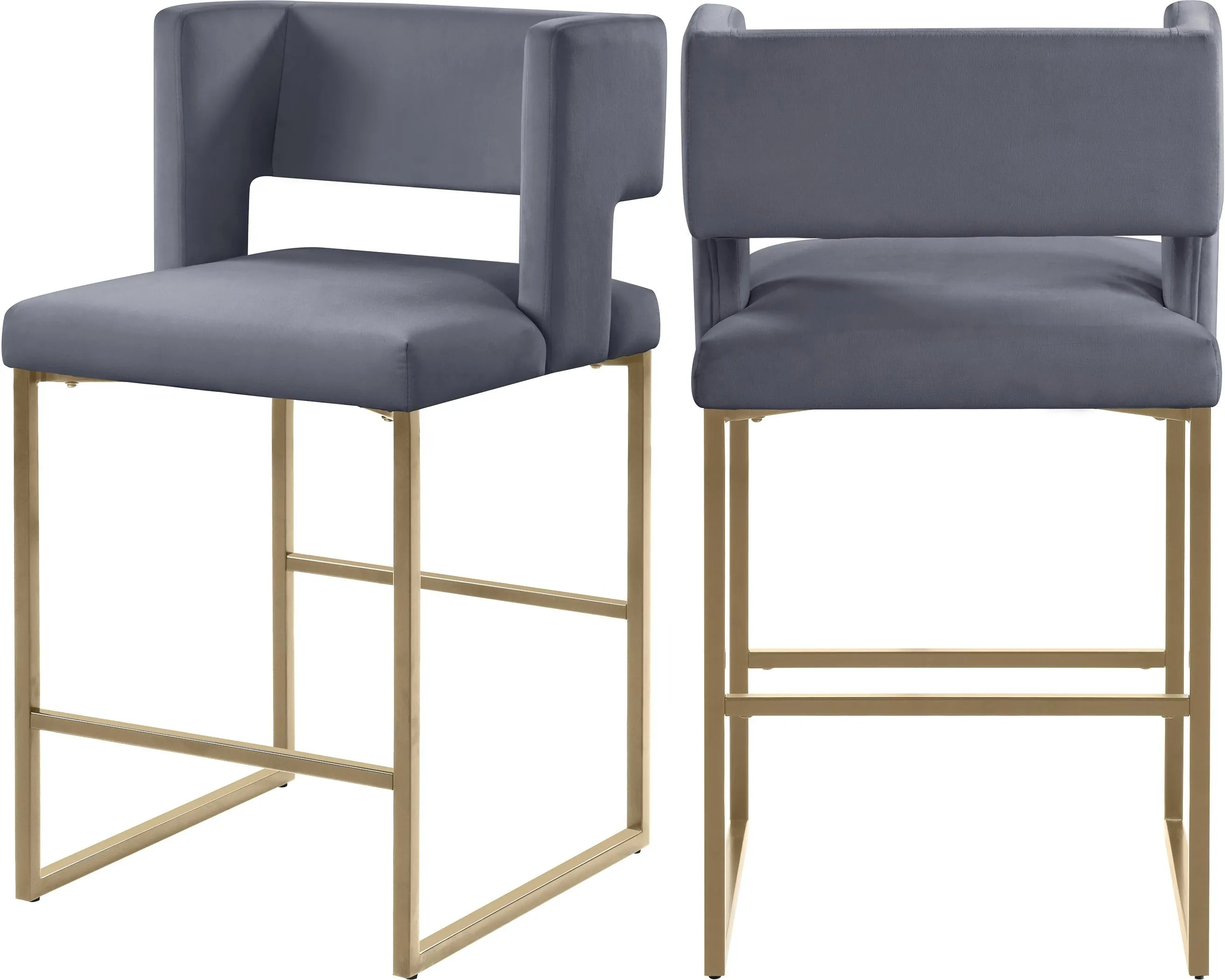 Caleb Grey Velvet Counter Stool