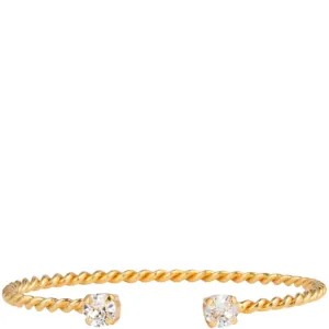 Caroline Svedbom Gold Mini Twisted Bangle - Crystal