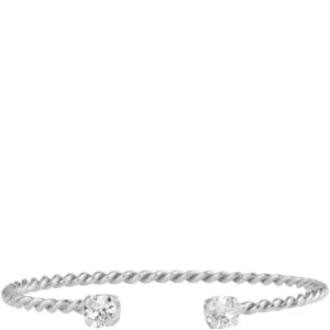 Caroline Svedbom Silver Mini Twisted Bangle - Clear Crystal