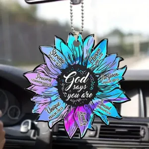 Christianartbag Ornament, Colorful Sunflower God Says You Are Ornament, Christmas Ornament, Christmas Gift, Personalized Ornament.