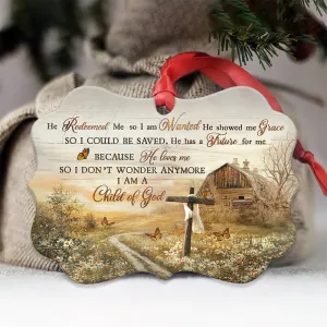 Christianartbag Ornament, Faith Butterfly God In Farm I Am A Child Of God, Christmas Ornament, Christmas Gift, Personalized Ornament.