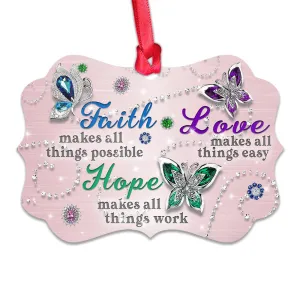 Christianartbag Ornament, Faith Hope Love Butterfly, Christmas Ornament, Christmas Gift, Personalized Ornament.