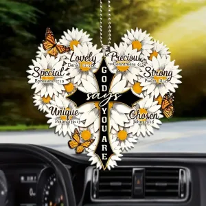 Christianartbag Ornament, Heart Flower Daisy Ornament, Christmas Ornament, Christmas Gift, Personalized Ornament, CABOM01250923.