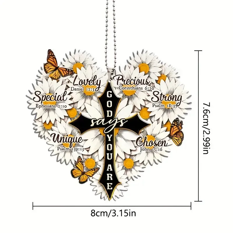 Christianartbag Ornament, Heart Flower Daisy Ornament, Christmas Ornament, Christmas Gift, Personalized Ornament, CABOM01250923.