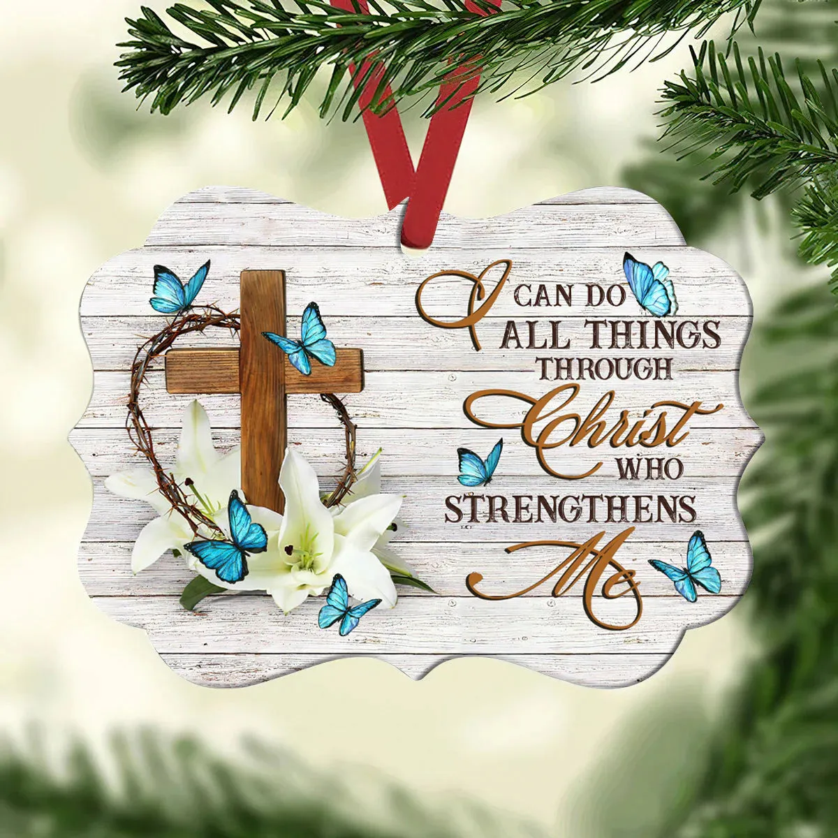 Christianartbag Ornament, I Can Do All Things Faith Butterfly, Christmas Ornament, Christmas Gift, Personalized Ornament.