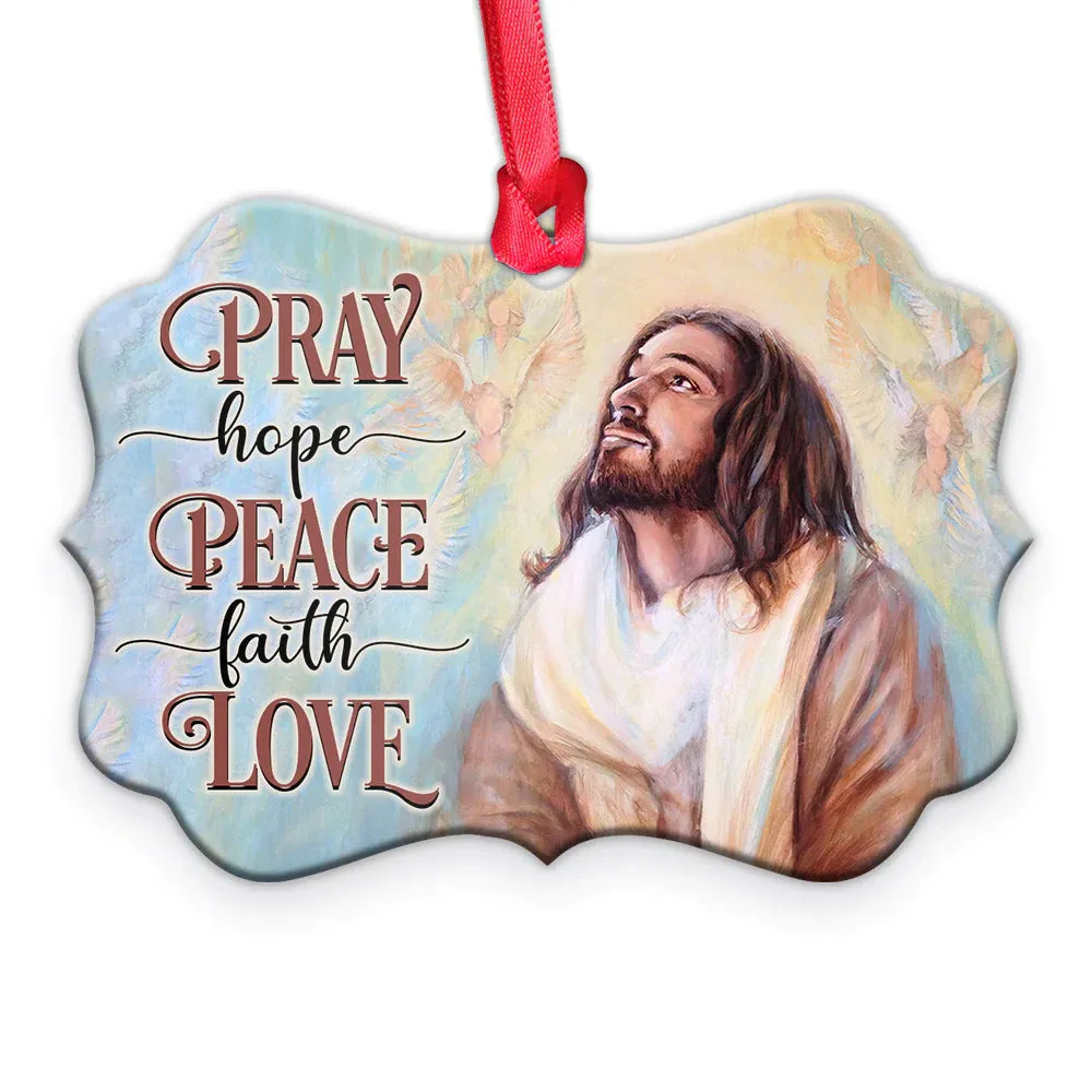 Christianartbag Ornament, Jesus Pray Hope Peace Faith Love, Christmas Ornament, Christmas Gift, Personalized Ornament.