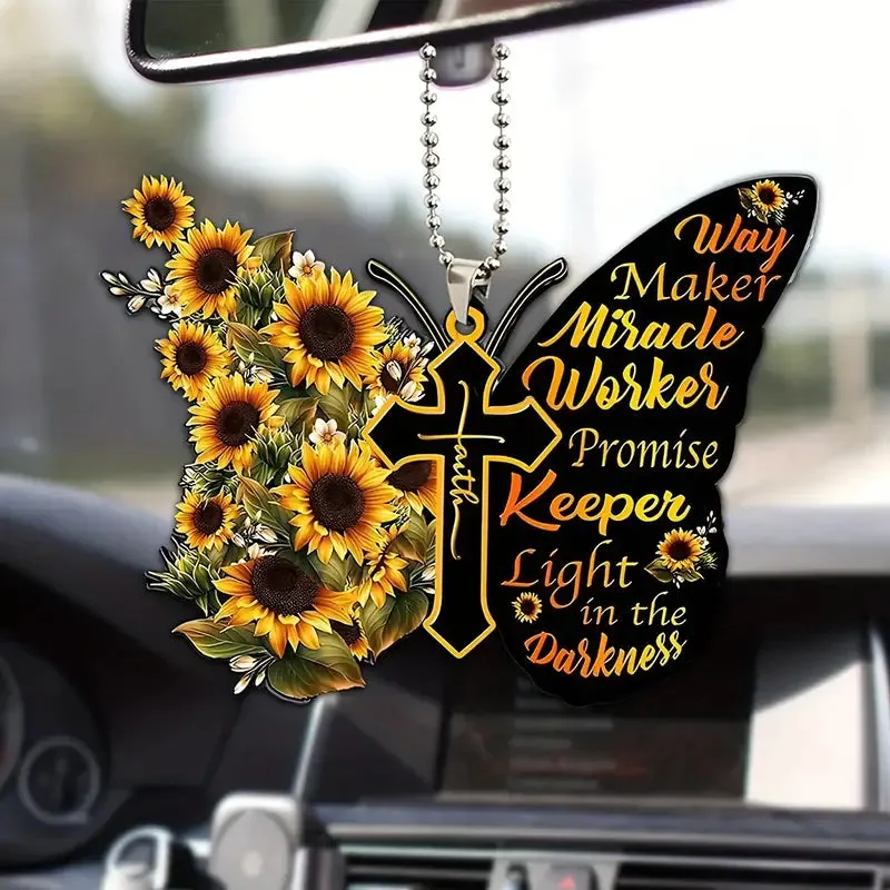 Christianartbag Ornament, Letter Butterfly Sunflower Ornament, Christmas Ornament, Christmas Gift, Personalized Ornament, CABOM01250923.