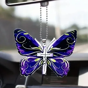 Christianartbag Ornament, Purple Butterfly Cross, Christmas Ornament, Christmas Gift, Personalized Ornament, CABOM01250923.