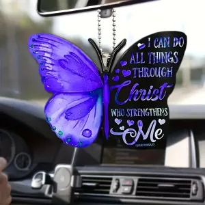Christianartbag Ornament, Purple Butterfly I Can Do All Thing Through Christ Ornament, Christmas Ornament, Christmas Gift, Personalized Ornament, CABOM01250923.