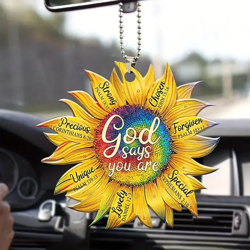 Christianartbag Ornament, Sunflower Ornament God Says You Are, Christmas Ornament, Christmas Gift, Personalized Ornament, CABOM01250923.