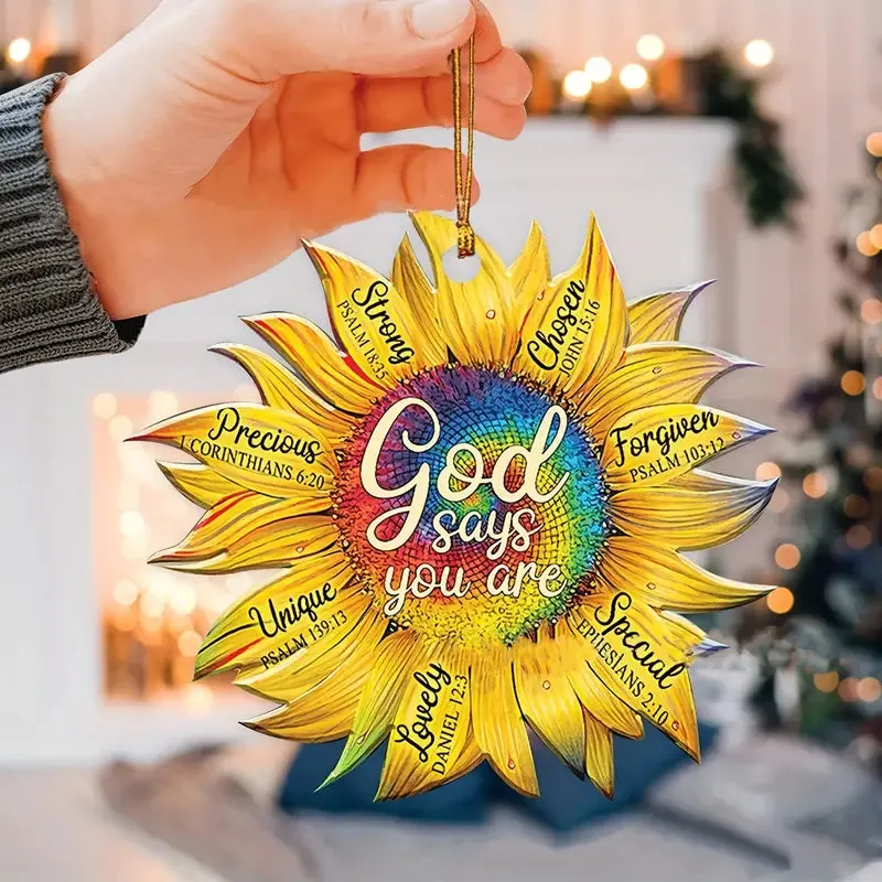 Christianartbag Ornament, Sunflower Ornament God Says You Are, Christmas Ornament, Christmas Gift, Personalized Ornament, CABOM01250923.