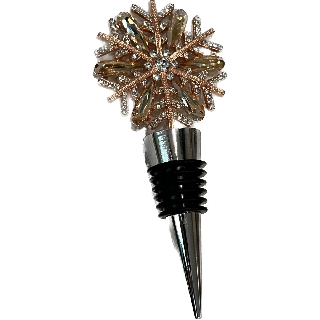 Christmas Crystal Snowflake Bottle Stopper in Yellow