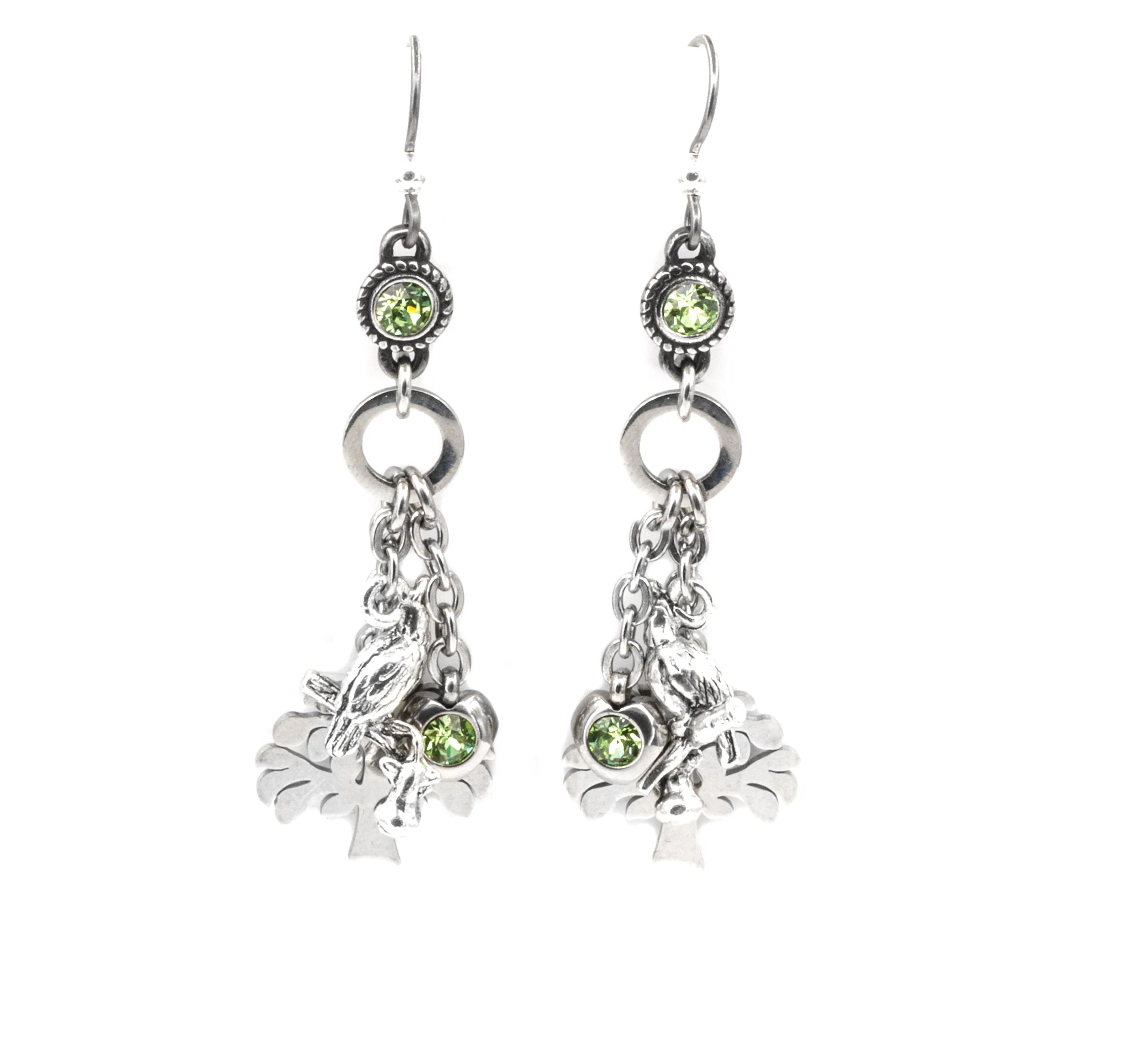 Christmas Earrings Charms, Partridge in a Pear Tree, Birthstone Jewelry