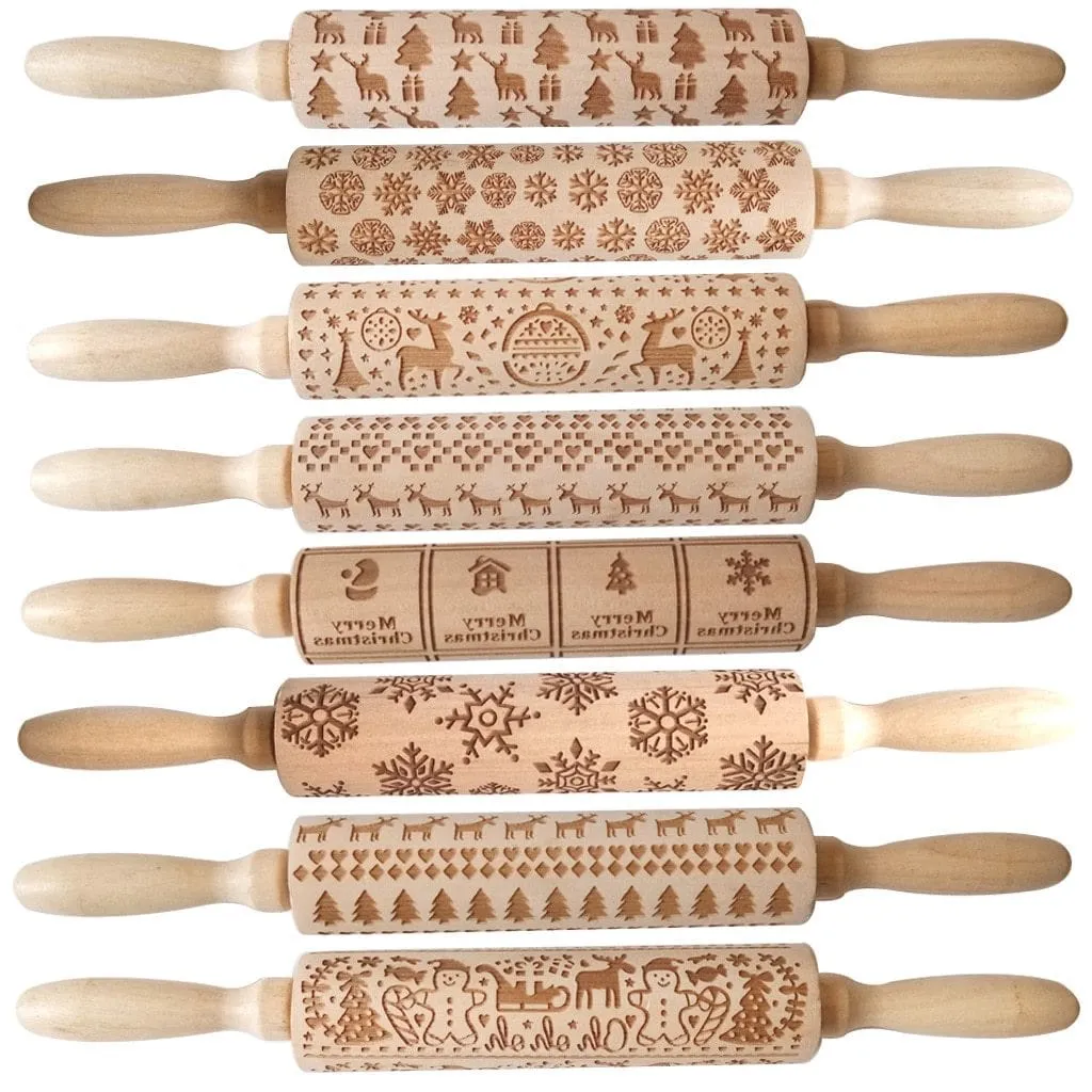 Christmas Embossing Rolling Pin