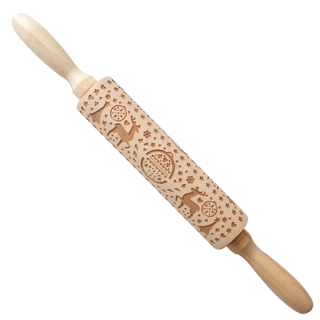 Christmas Embossing Rolling Pin