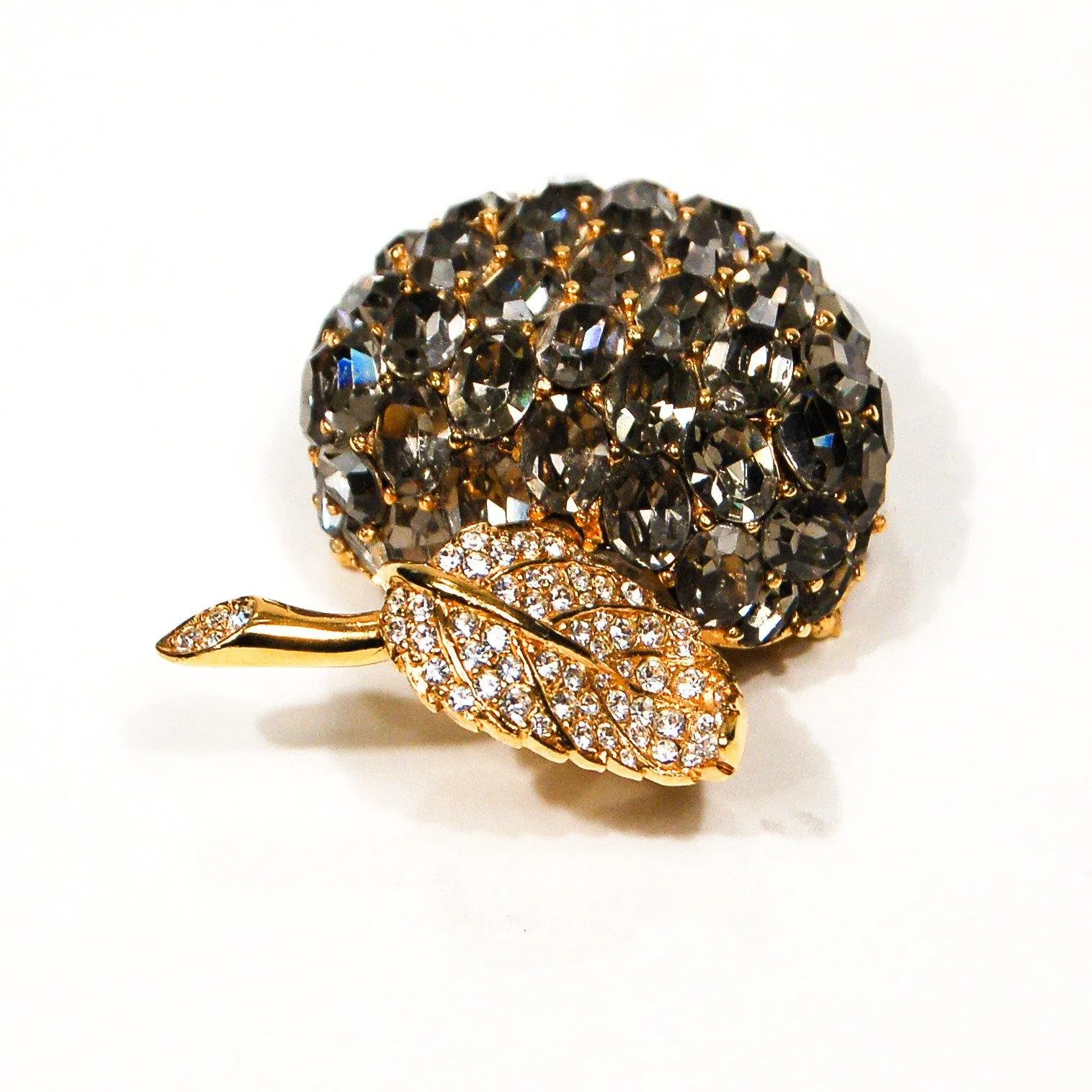 Ciner Sparkling Rhinestone Apple Brooch