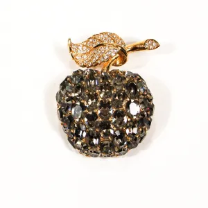 Ciner Sparkling Rhinestone Apple Brooch