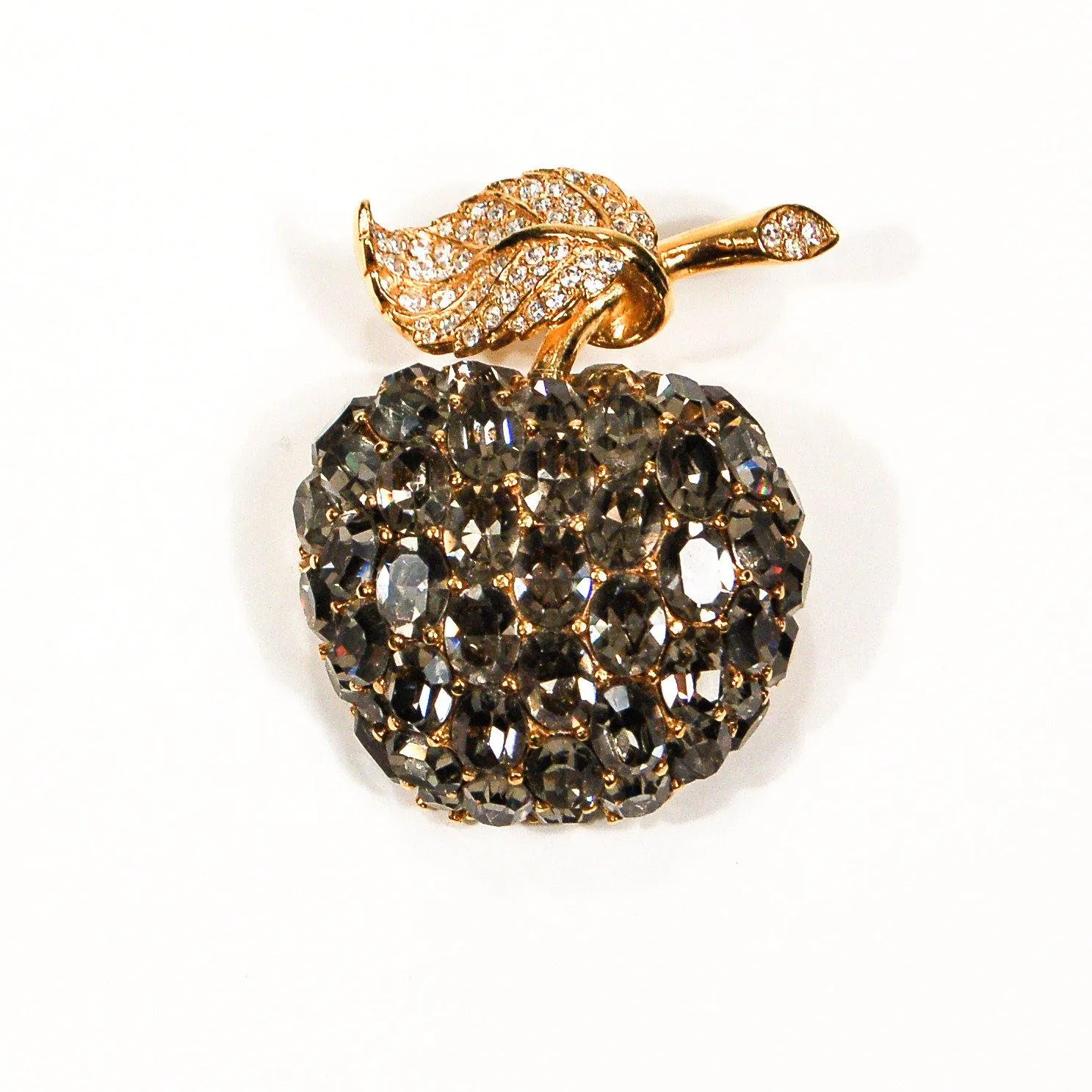 Ciner Sparkling Rhinestone Apple Brooch