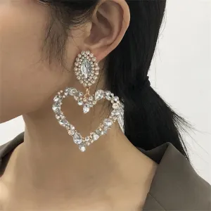 Clear Crystal & Cubic Zirconia 18K Gold-Plated Heart Drop Earrings