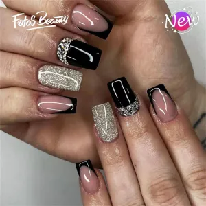 Coffin Black Sparkling Silver Powder