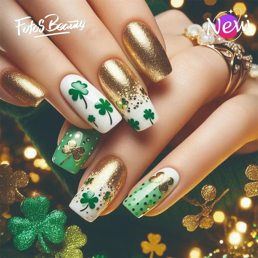 Coffin Clover Glitter Gold Green