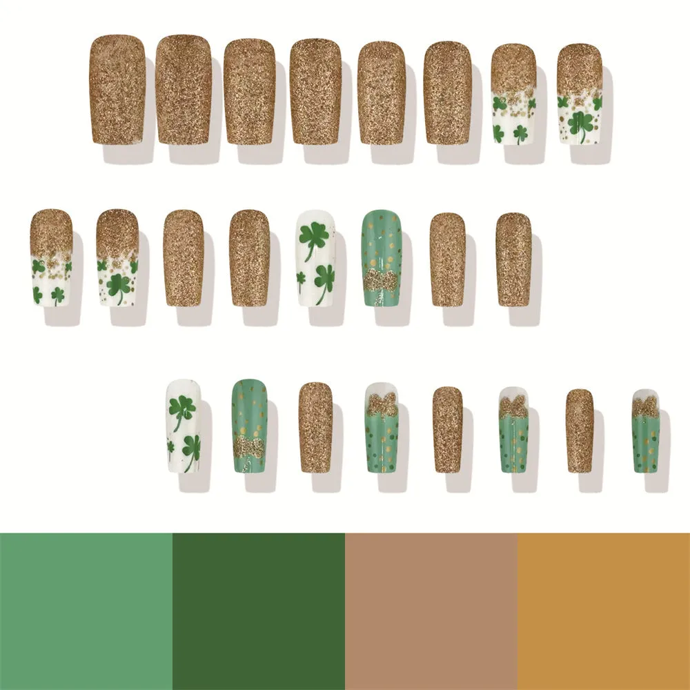 Coffin Clover Glitter Gold Green