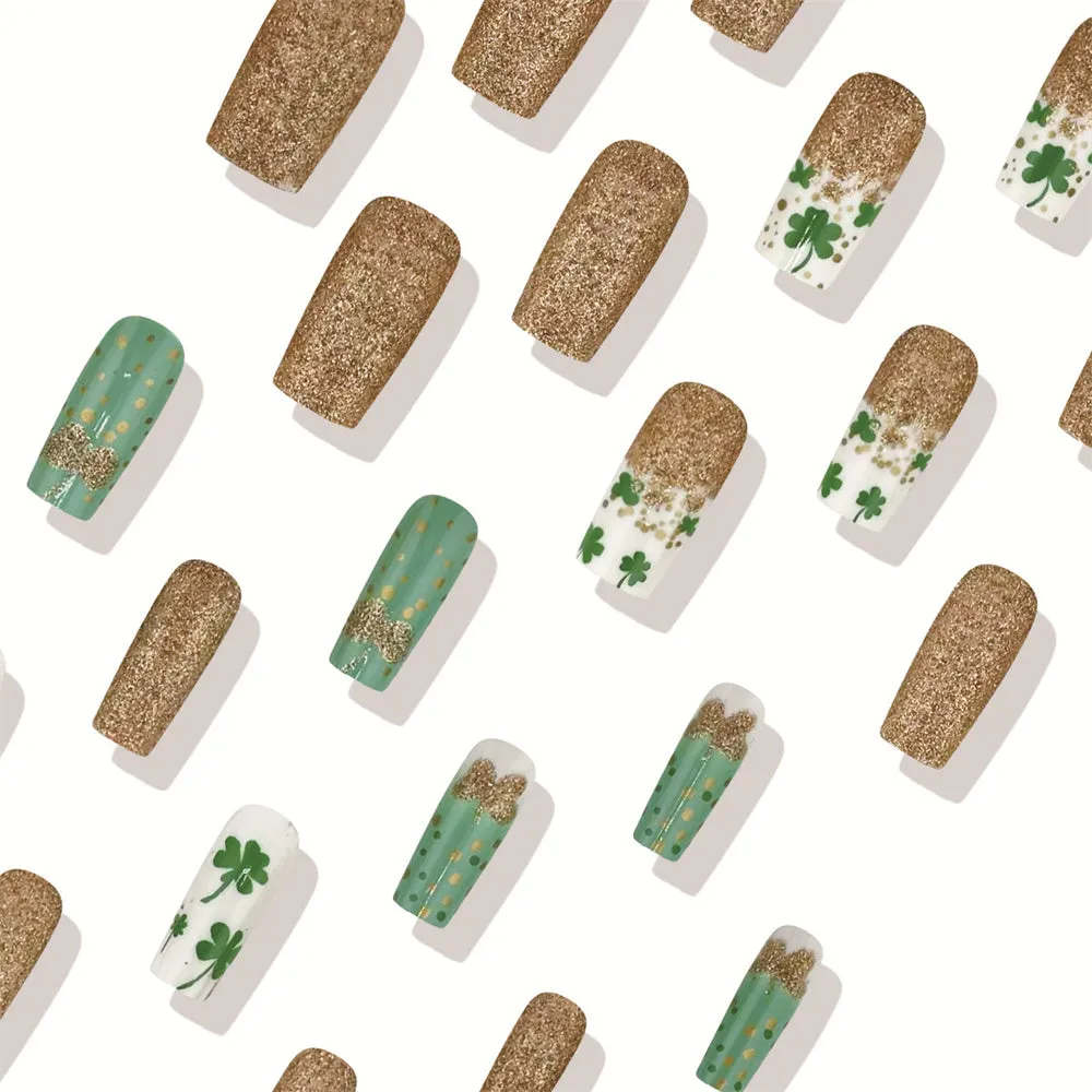 Coffin Clover Glitter Gold Green