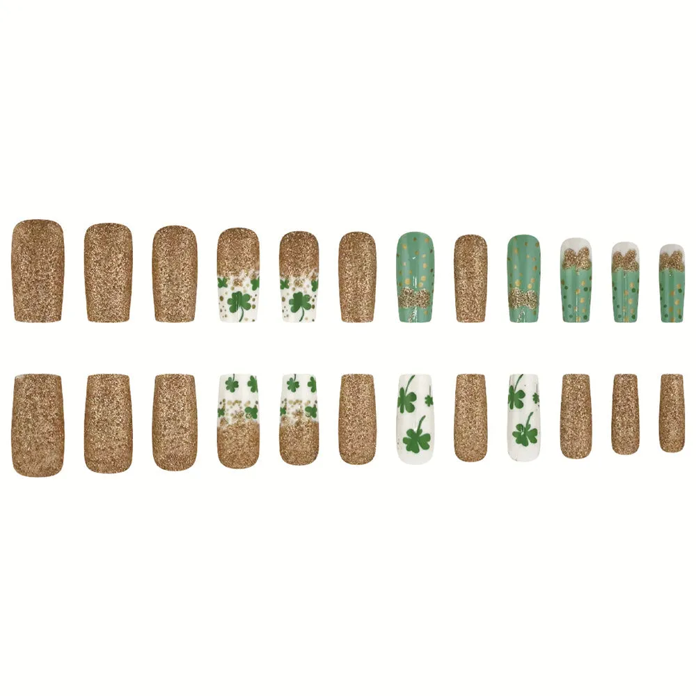 Coffin Clover Glitter Gold Green