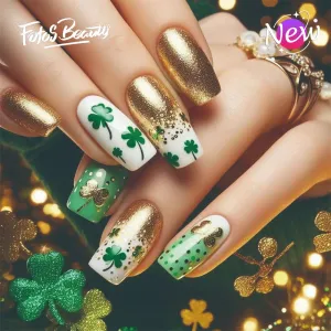 Coffin Clover Glitter Gold Green