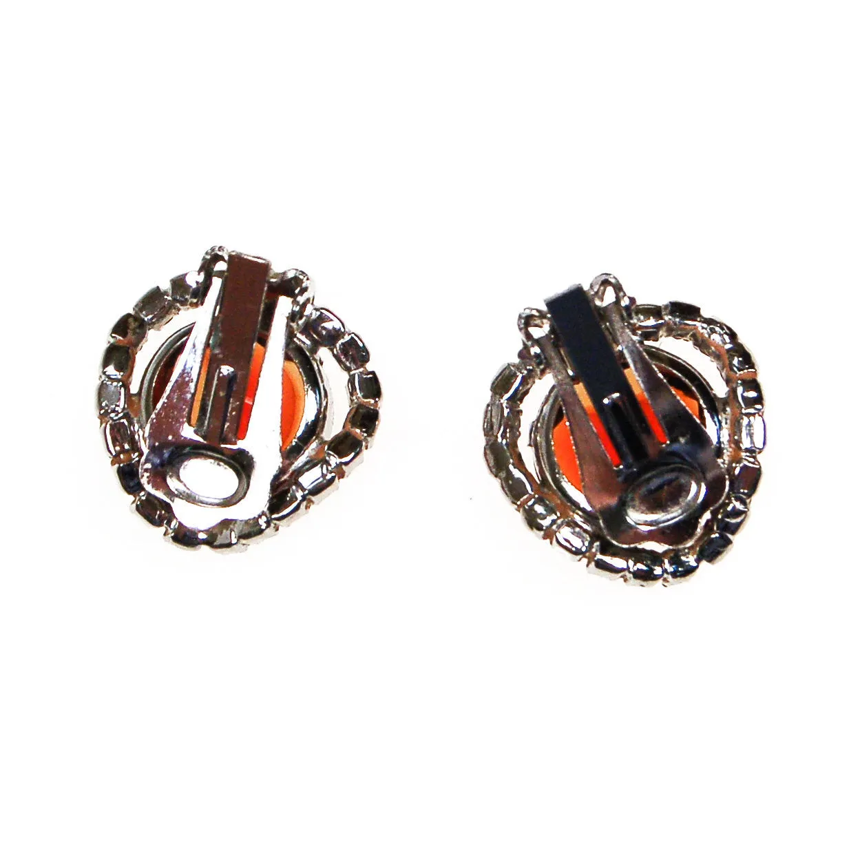 Cognac Topaz and Aurora Borealis Rhinestones Earrings