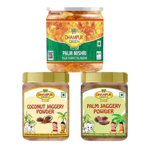 Combo Jaggery & Candy | Coconut Jagger Powder 250gm | Palm Jaggery Powder 250gm | Palm Mishri (Candy) 350gm