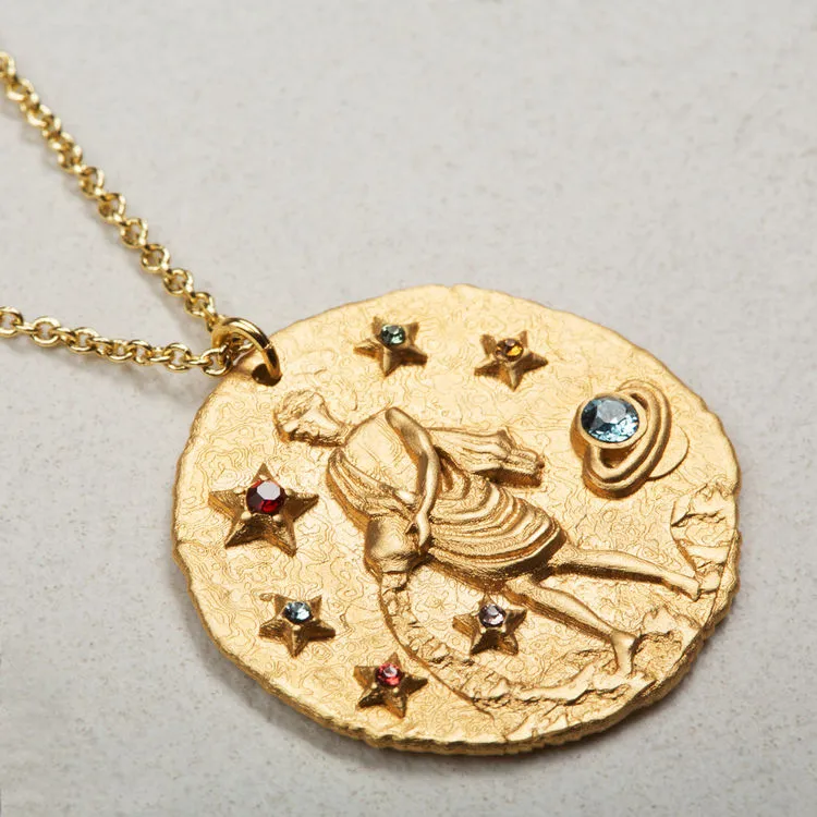 Constellation Aquarius Zodiac Sign Pendant Necklace