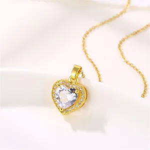 Crystal & Cubic Zirconia 18K Gold-Plated Heart Pendant Necklace