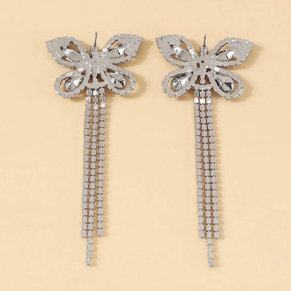 Crystal & Cubic Zirconia Silver-Plated Butterfly Drop Earrings