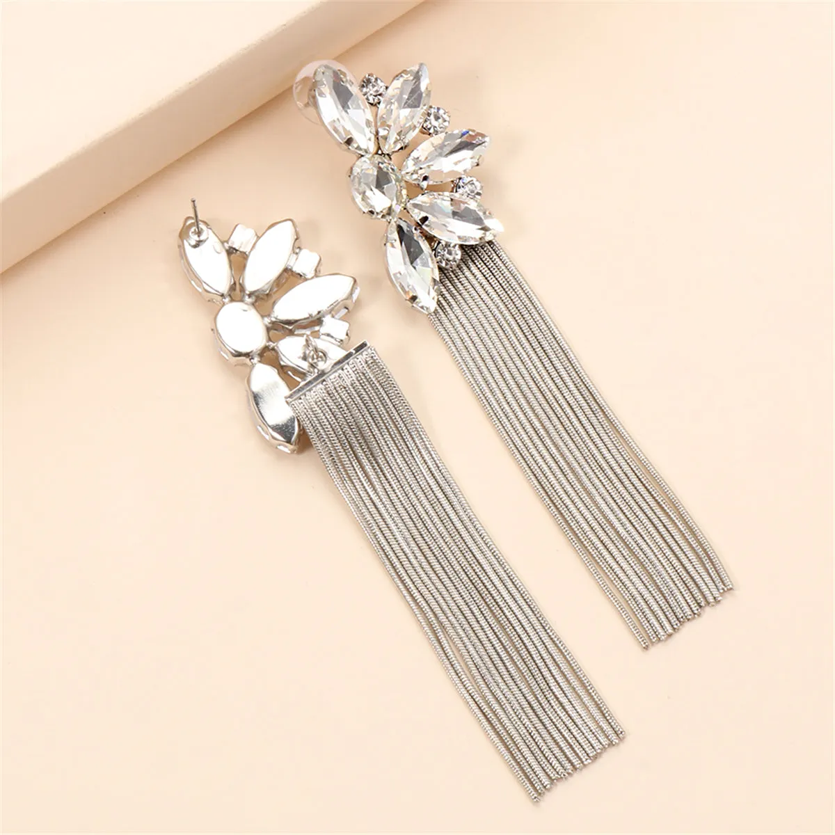 Crystal & Silver-Plated Botany Tassel Drop Earrings