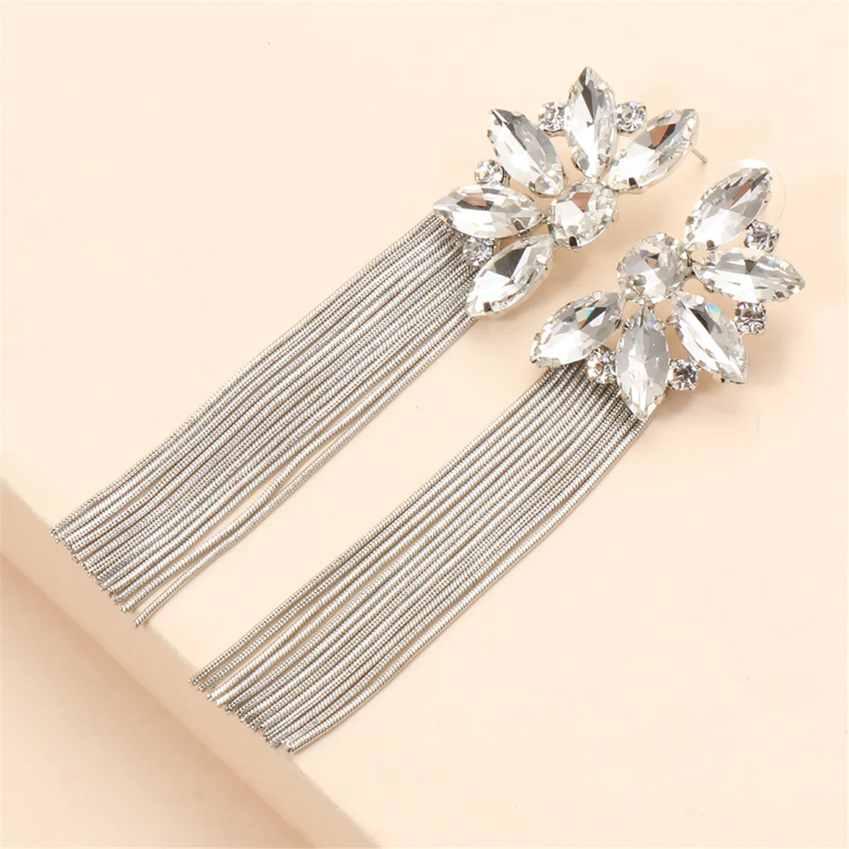 Crystal & Silver-Plated Botany Tassel Drop Earrings