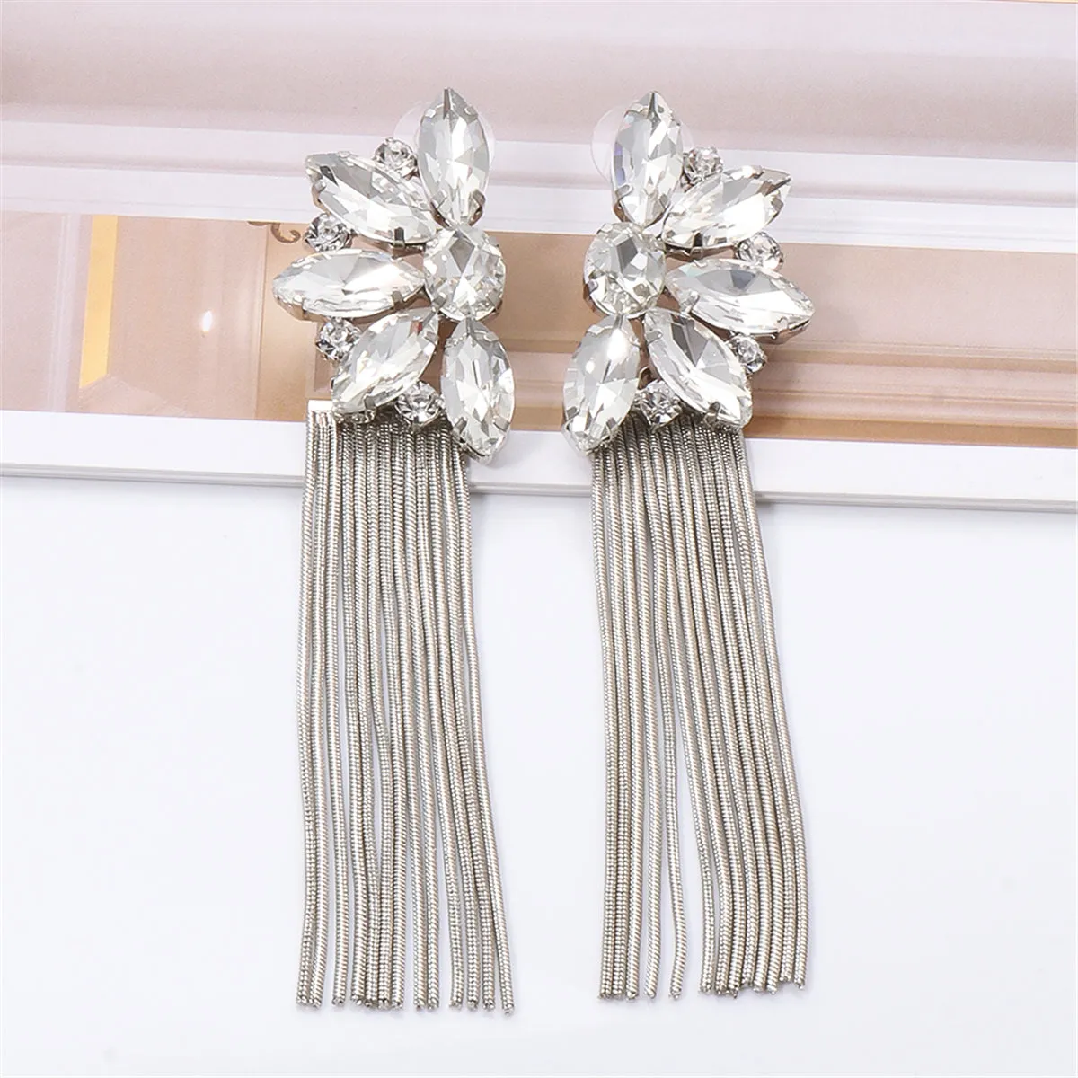 Crystal & Silver-Plated Botany Tassel Drop Earrings