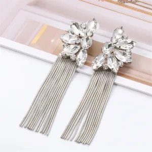Crystal & Silver-Plated Botany Tassel Drop Earrings