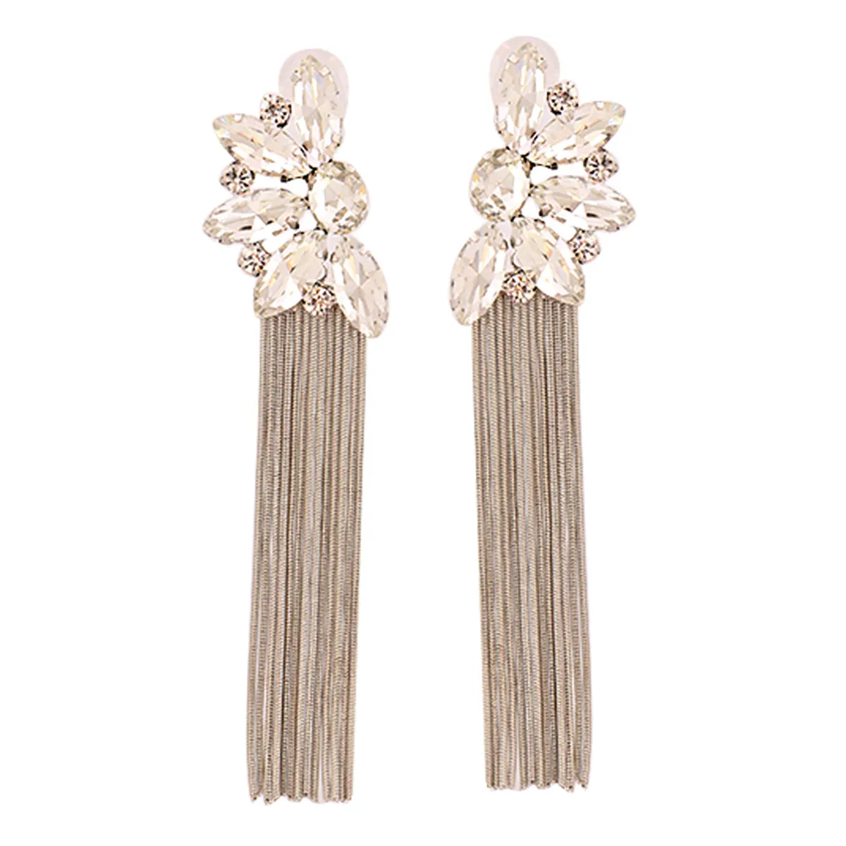 Crystal & Silver-Plated Botany Tassel Drop Earrings