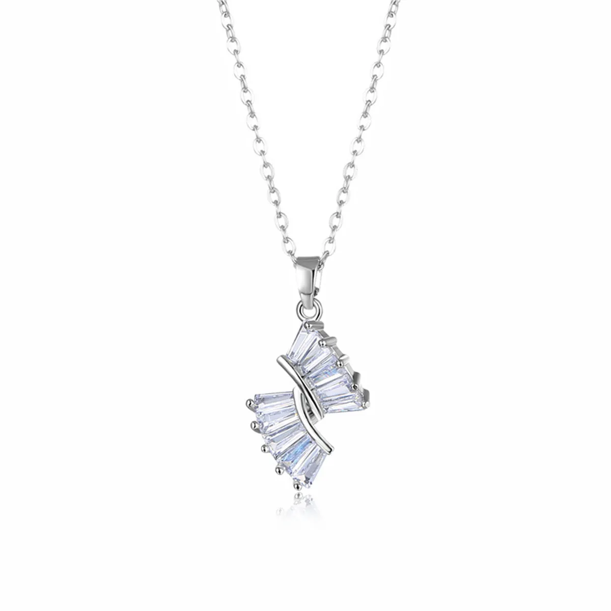 Crystal & Silver-Plated Geometric Pendant Necklace