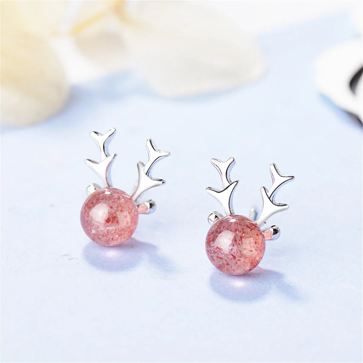 Crystal Deer Antlers Stud Earring
