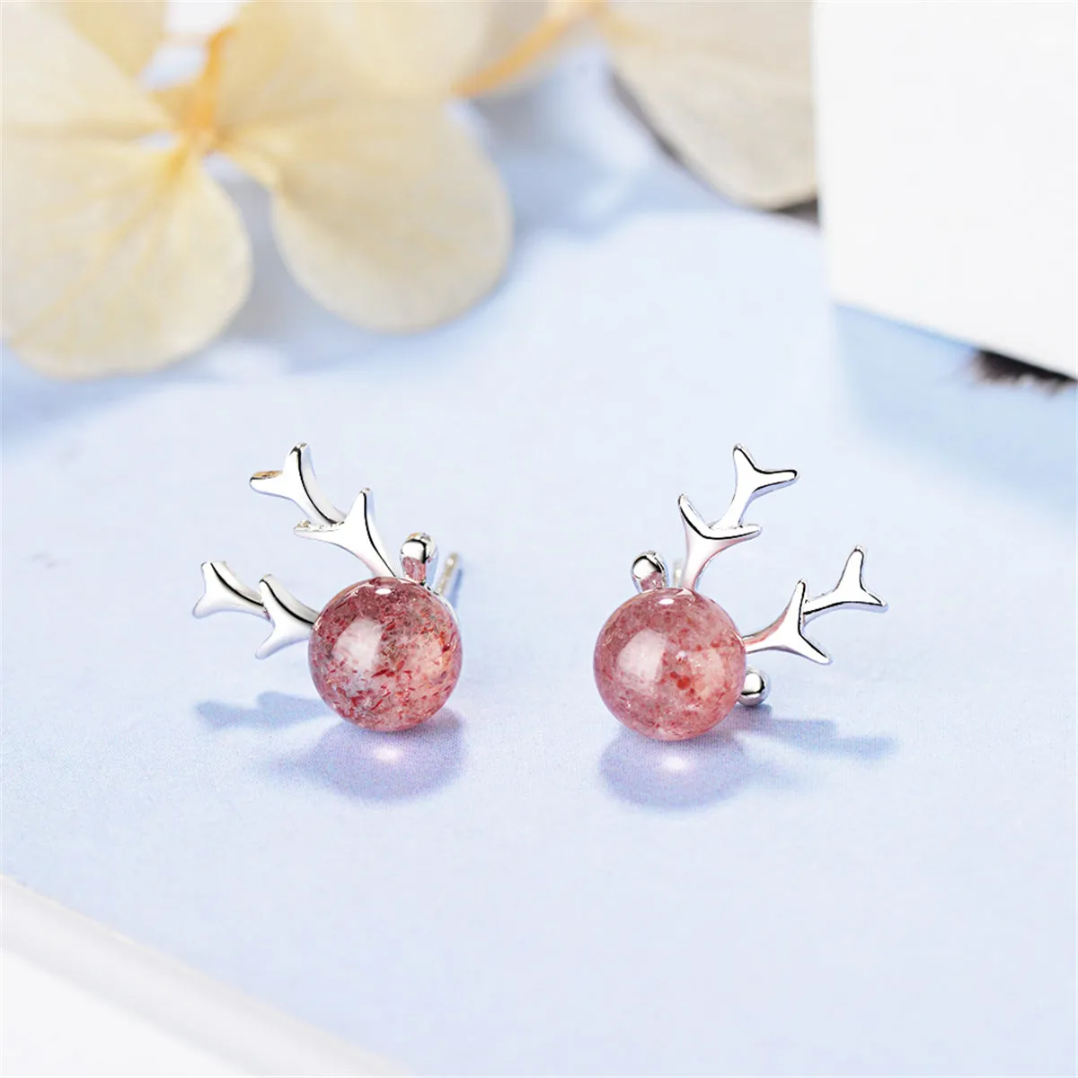 Crystal Deer Antlers Stud Earring