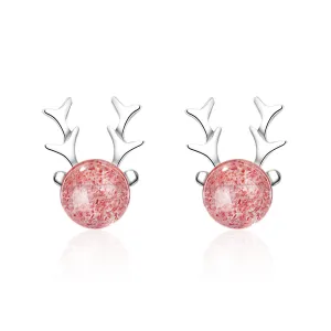 Crystal Deer Antlers Stud Earring