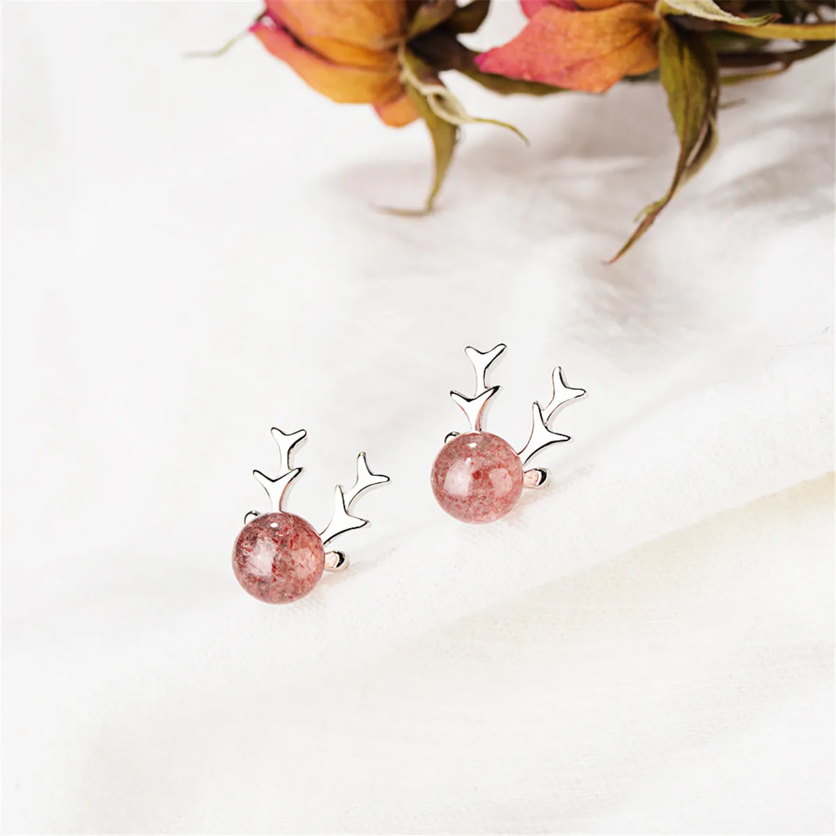 Crystal Deer Antlers Stud Earring