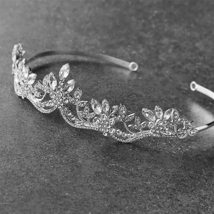 Crystal Silver Wavy Motif Tiara