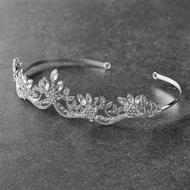 Crystal Silver Wavy Motif Tiara