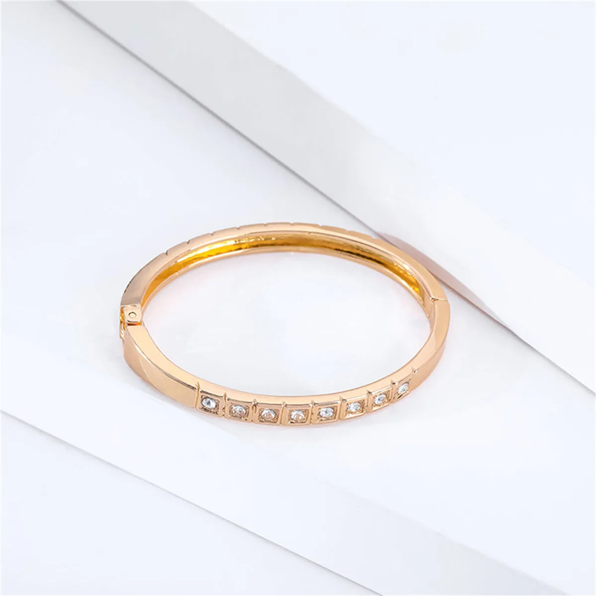 Cubic Zirconia & 18K Gold-Plated Bangle Bracelet