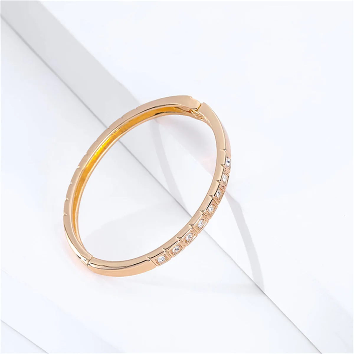 Cubic Zirconia & 18K Gold-Plated Bangle Bracelet