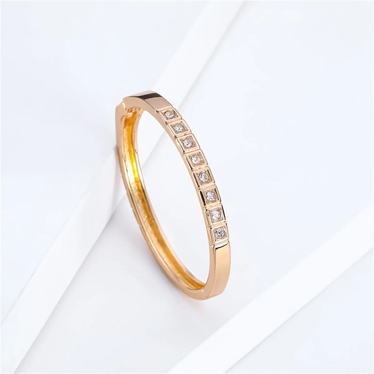 Cubic Zirconia & 18K Gold-Plated Bangle Bracelet